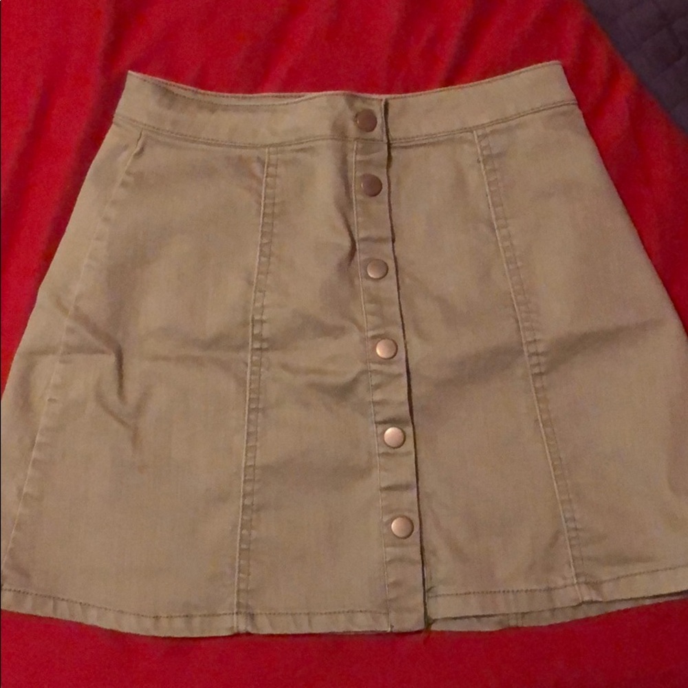 Olive denim skirt